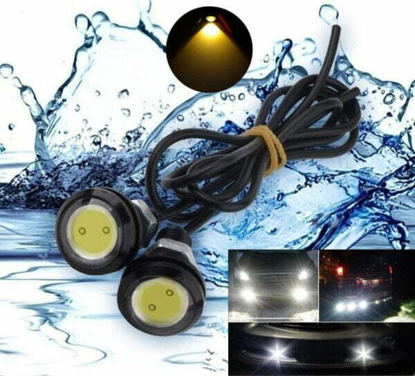 Set 2 leduri auto waterproof 9W 12V diametru 23mm galben, protectie IP65, pentru lumini de zi DRL