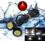 Set 2 leduri auto 9W 12V diametru 23mm waterproof IP65, lumina rosie, montaj filet
