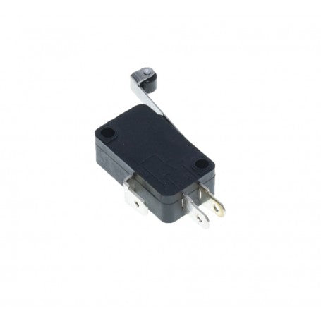 Limitator de cursa compact, vedere frontala cu rola si terminale de conectare