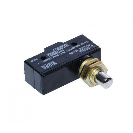 Limitator de cursa cu buton, vedere laterala dreapta, corp compact 49x17x24mm