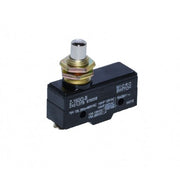Limitator de cursa cu buton metalic 15A, 250-480V AC, corp ABS negru, terminale tip cui, design compact