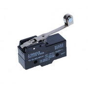 Limitator de cursa 15A 250V AC cu tija lunga 63mm si rola 11mm, corp ABS ignifug, vedere laterala