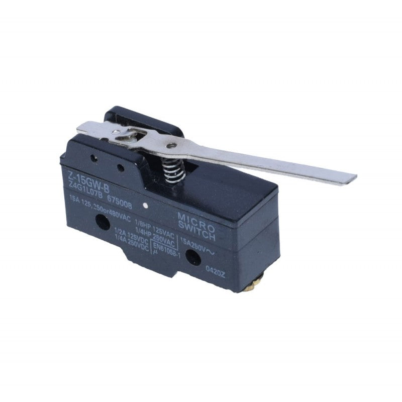 Limitator de cursa 250V AC cu tija metalica lunga, vedere frontala cu arc