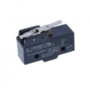 Limitator de cursa cu tija scurta 40mm, 15A, 250V AC, corp compact negru cu arc si lamela metalica