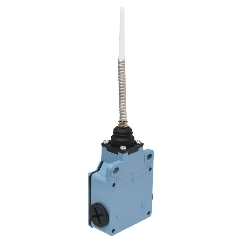 limitator de cursa cu arc multidirectional, vedere laterala dreapta, corp metalic albastru