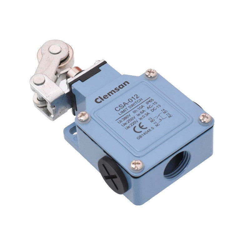 limitator de cursa cu rola IP65, 10A, 380V, carcasa metalica albastra pentru automatizari industriale