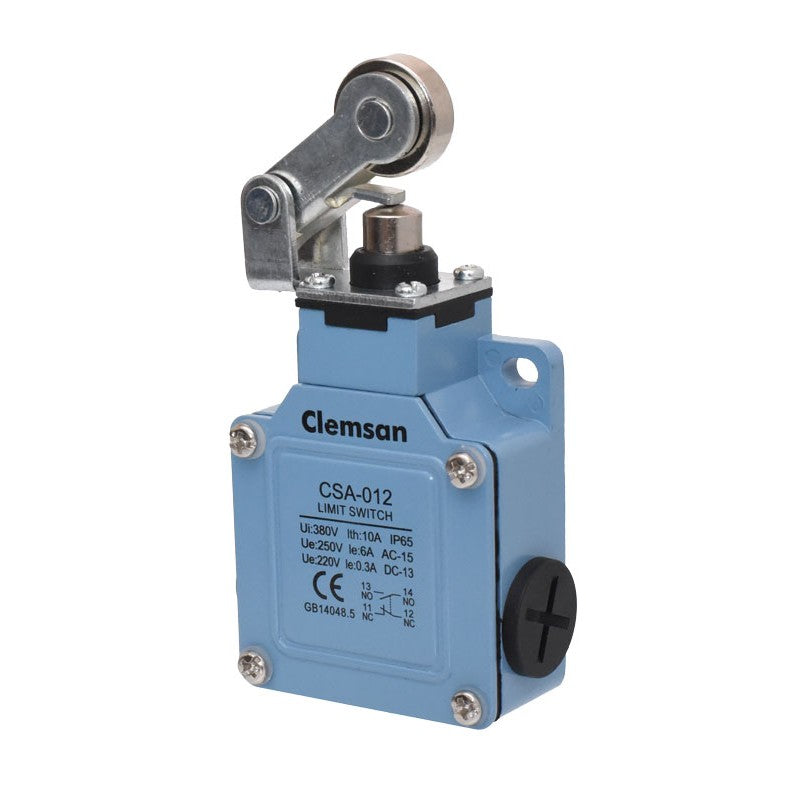 limitator de cursa cu rola metalica si brat articulat, vedere frontala, IP65