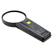 Lupa de mana cu LED integrat, marire 2,5X, lentila 90mm, maner ergonomic negru cu buton galben