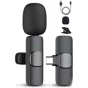 Microfon lavaliera wireless Type-C, acumulator 65mAh, cu receiver, clip prindere si cablu incarcare incluse