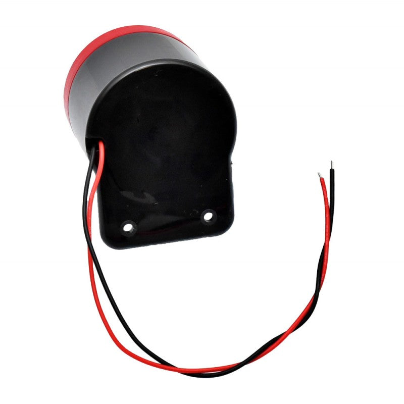 Sirena alarma compacta vedere spate, placa fixare cu doua orificii si fire conectare