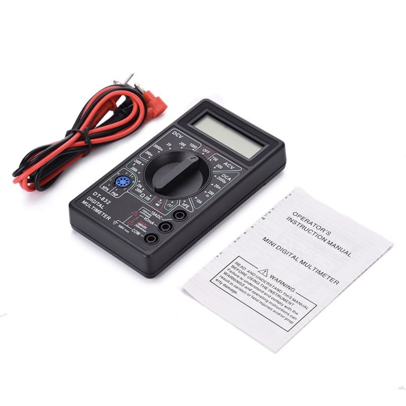 Multimetru digital compact cu sonde de testare si manual de utilizare incluse in pachet