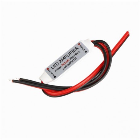 Amplificator LED monocrom cu fire de conectare input si output vizibile, tensiune 5V-24V