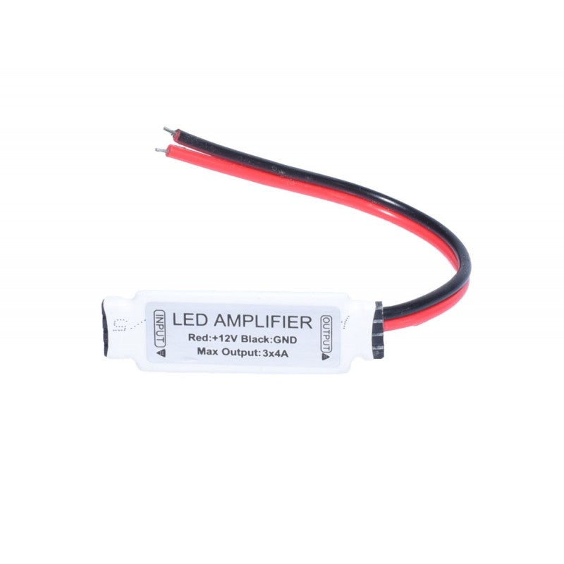Amplificator semnal banda LED RGB 12V, iesire 3x4A, carcasa alba cu fire bicolore