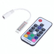 Mini controler wireless RGB 17 taste RF cu telecomanda, tensiune DC 5-24V, curent maxim 3x4A