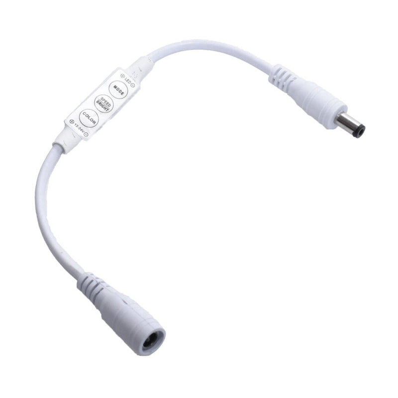 Mini-controller LED monocolor cu mufa DC, 12-24V, 144W, 3 butoane MODE SPEED BRIGHT, compatibil benzi SMD