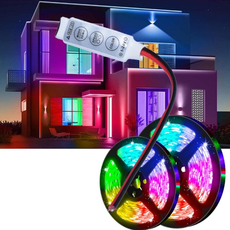Controler mini RGB cu fire utilizat pentru iluminat ambiental exterior, banda LED multicolora