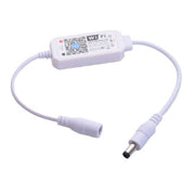 Mini-controller LED monocolor Wi-Fi, tensiune 5-24V DC, conexiune inline cu mufa DC, alb compact