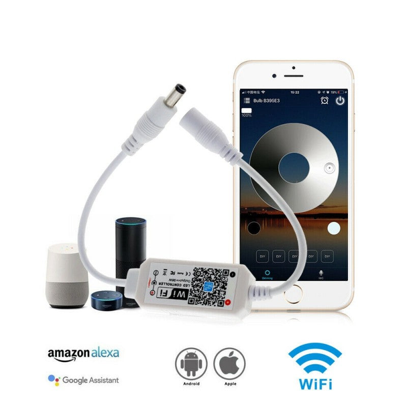 Controller LED monocolor Wi-Fi compatibil cu comenzi vocale si control prin aplicatie pe smartphone