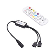 Mini-controller RGB 144W cu 2 iesiri, telecomanda 2.4G RF 24 taste si Bluetooth pentru benzi LED