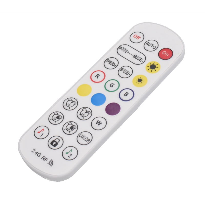 Telecomanda 2.4G RF 24 taste pentru controller banda RGB, butoane colorate R, G, B, W vizibile
