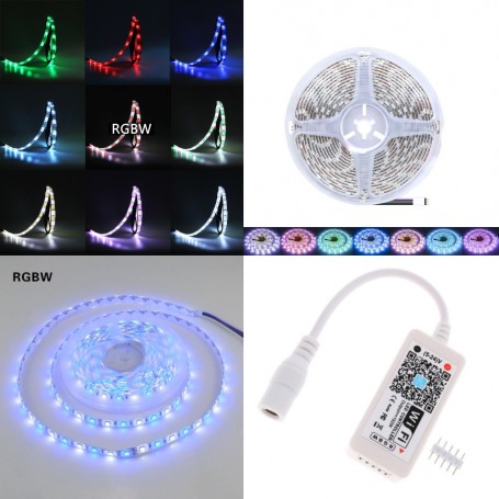 Banda LED RGBW 5m cu controler Wi-Fi, multiple culori disponibile, tensiune 5-24V