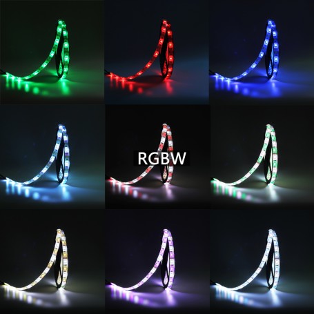 Banda LED RGBW cu efecte multicolor - verde, rosu, albastru, alb si combinatii RGB