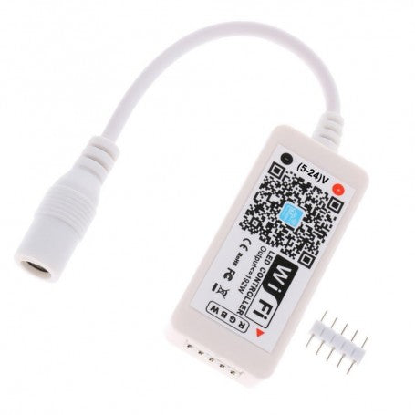 Controler LED RGBW Wi-Fi cu conector 4 pini inclus, alimentare 5-24V, montaj rapid