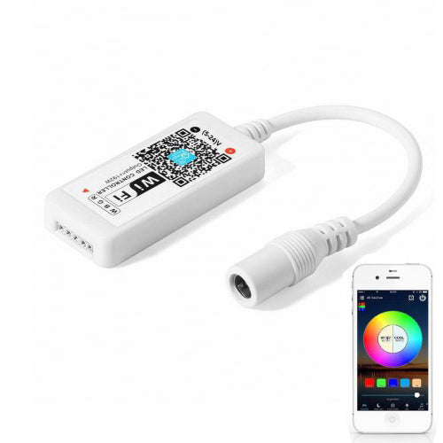 Mini-controler LED RGBW Wi-Fi 5-24V cu conector DC, compatibil Android si iOS, 16 mil culori