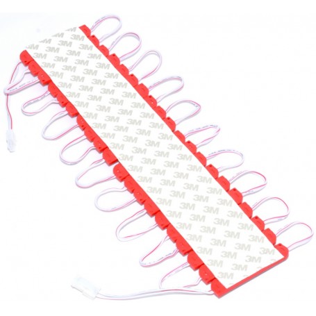 Module LED rosii cu banda adeziva 3M pe spate, montaj simplu pe suprafete plane