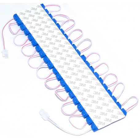 Module LED albastre cu banda adeziva 3M pe spate, montaj rapid pe suprafete plane
