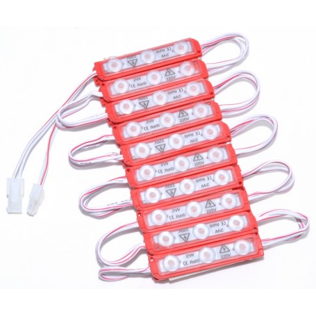 Module LED grup rosii 220V interconectate cu conector la capat, vedere laterala