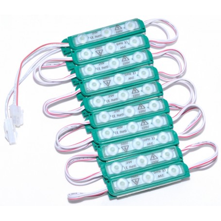 Module LED verde 220V stivuite, conexiuni serie vizibile, potrivite pentru reclame luminoase