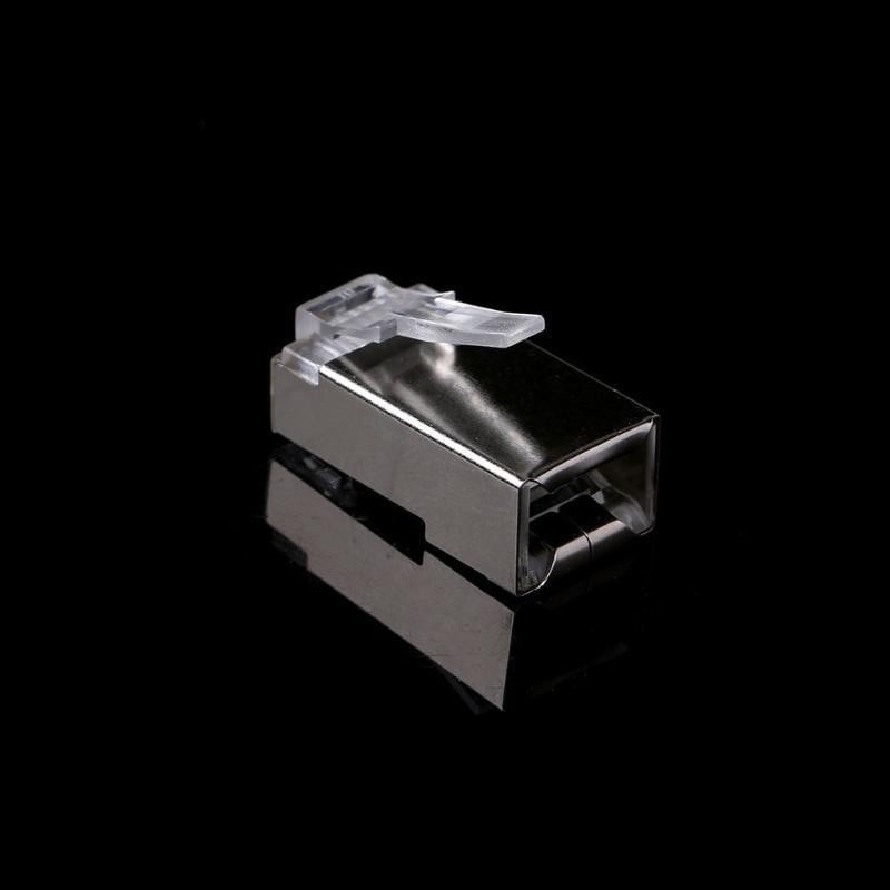 Mufa RJ45 CAT6 metalica, vedere spate cu intrarea pentru cablu FTP/UTP