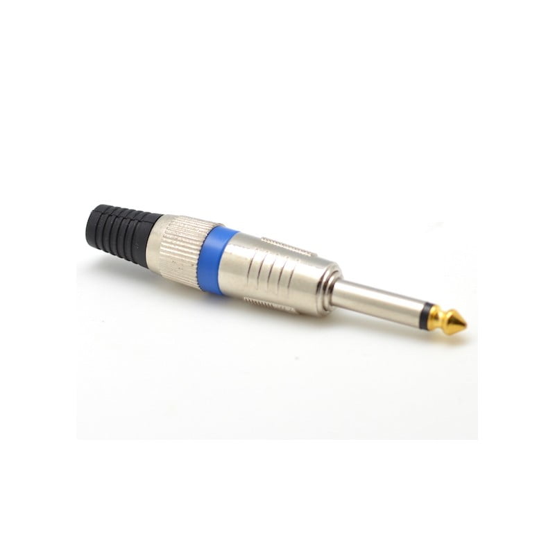Conector jack 6.3mm mono tata, vedere laterala cu tija metalica si varf aurit