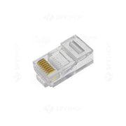 Mufa RJ45 UTP CAT6 transparenta cu contacte aurite, 8P8C, compatibila cablu CAT5/CAT6