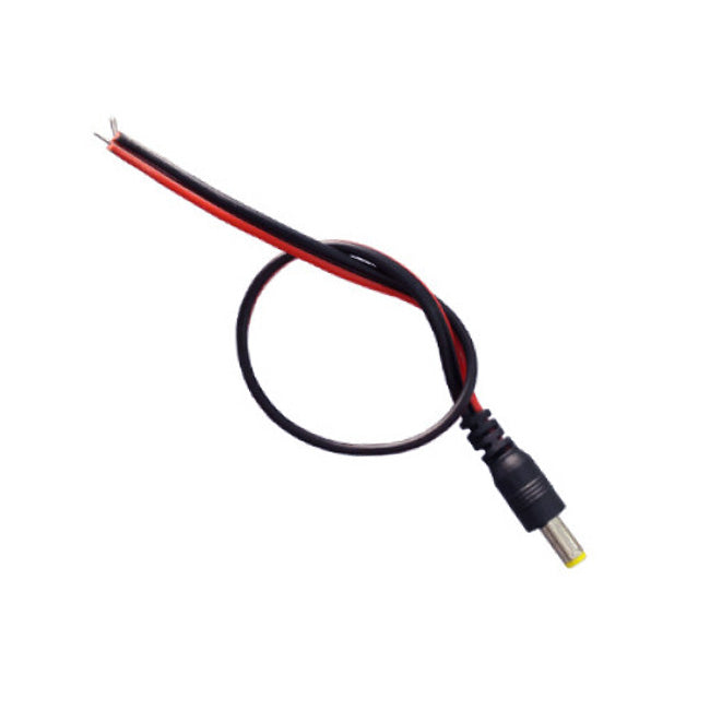 Mufa DC tata 2.1/5.5mm cu cablu bifilar rosu-negru 30cm, capete dezizolate pentru conectare directa