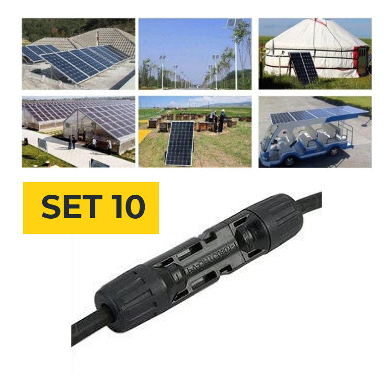 Set 10 conectori solari MC4 asamblati pe cablu, compatibili instalatii fotovoltaice rezidentiale