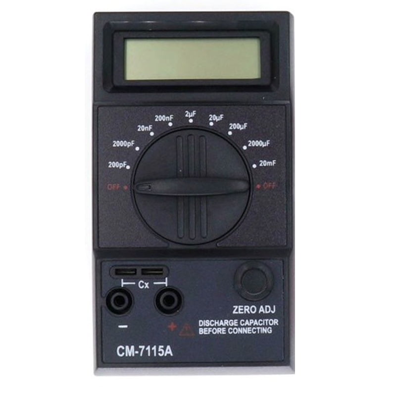 Capacimetru digital cu afisaj LCD, game 200pF-20mF, selector rotativ si borne Cx pentru masurare condensatoare