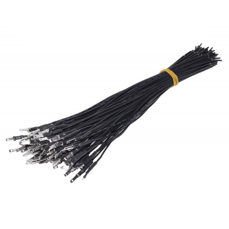 Set 100 papuci electrici tata 2,8mm, fir 20cm, legati in snop cu elastic galben