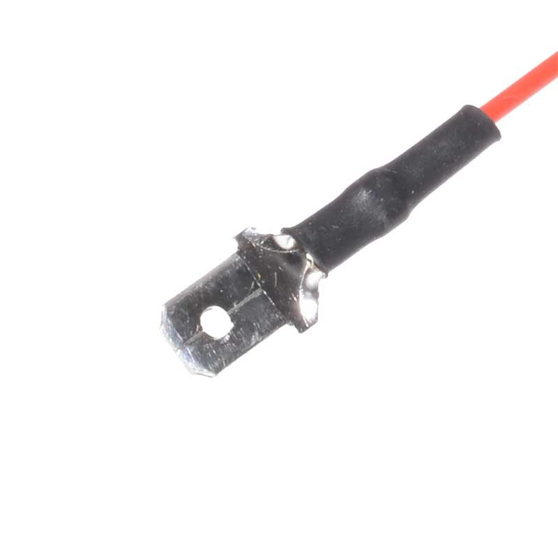Papuc electric tata 6,3mm pre-sertizat pe fir rosu de 20cm, set 100 bucati, conector din alama