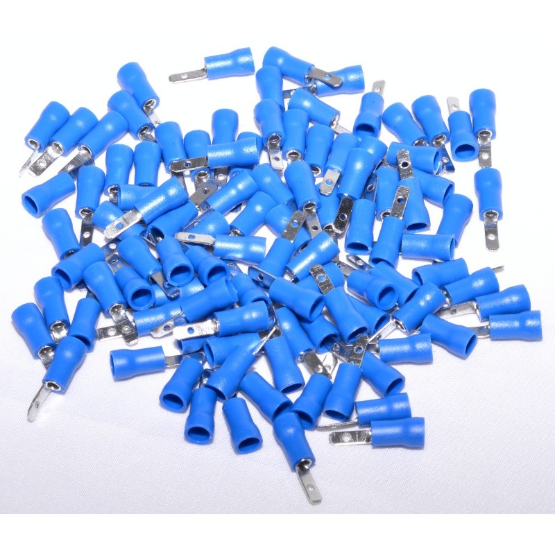 Papuci electrici tip tata albastre 2,8mm, set 100 bucati vedute in vrac