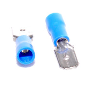 papuc electric izolat tata 6,3mm albastru, set conector mama si tata pentru sertizare fire