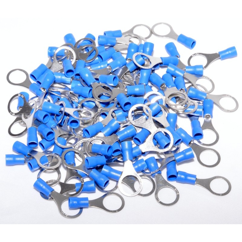 Set 100 papuci electrici tip inel albastri, diametru 10mm, pentru cablu 1.5-2.5mm²