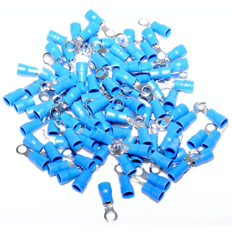 Papuci electrici izolati tip inel albastri, set 100 bucati, cablu 1.5-2.5 mm²
