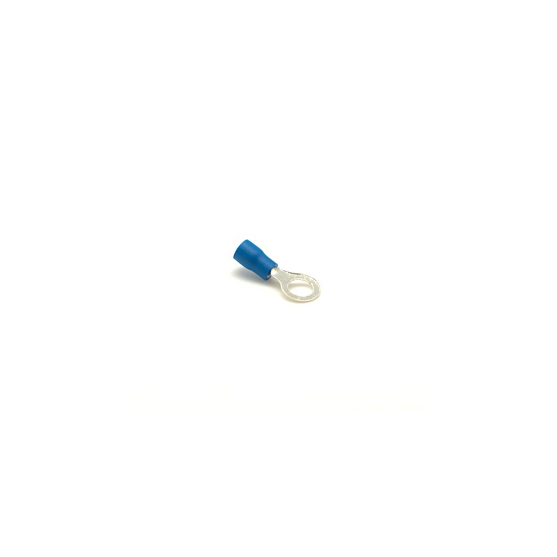 Papuc electric izolat tip inel albastru Ø6mm, profil lateral, montaj surub M6