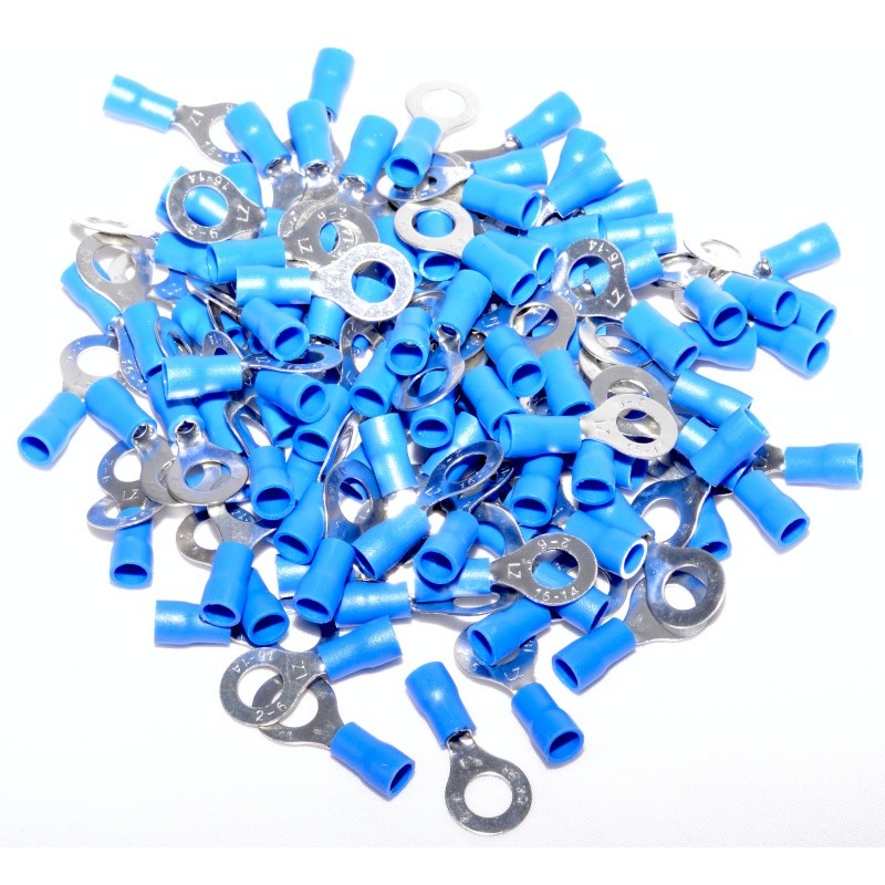 Papuci electrici izolati tip inel albastri, 100 bucati, compatibili fire 1.5-2.5mm, vedere de ansamblu