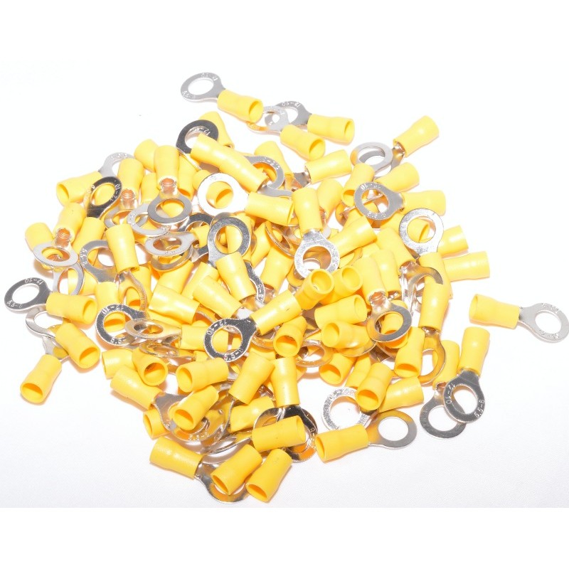 Papuci tip inel galbeni in set de 100 bucati, sectiune 4-6 mm²