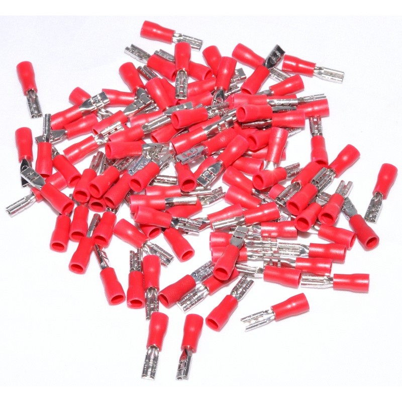 Conectori electrici izolati rosii mama 2,8mm in cantitate mare, set 100 bucati