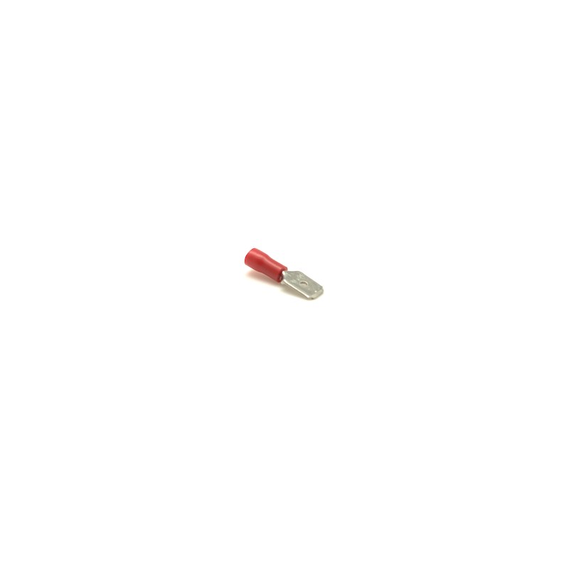 Papuc electric izolat tata rosu 6,3mm, vedere laterala cu lama metalica si manson izolant