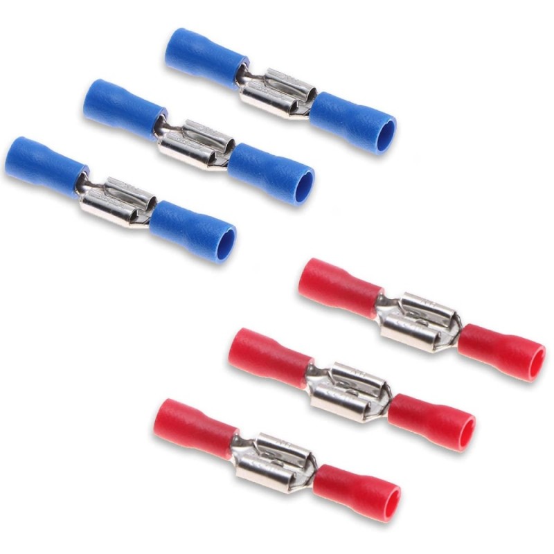 Papuci conectori electrici tip lama izolati, rosu si albastru, pentru fire 1-2.5mm
